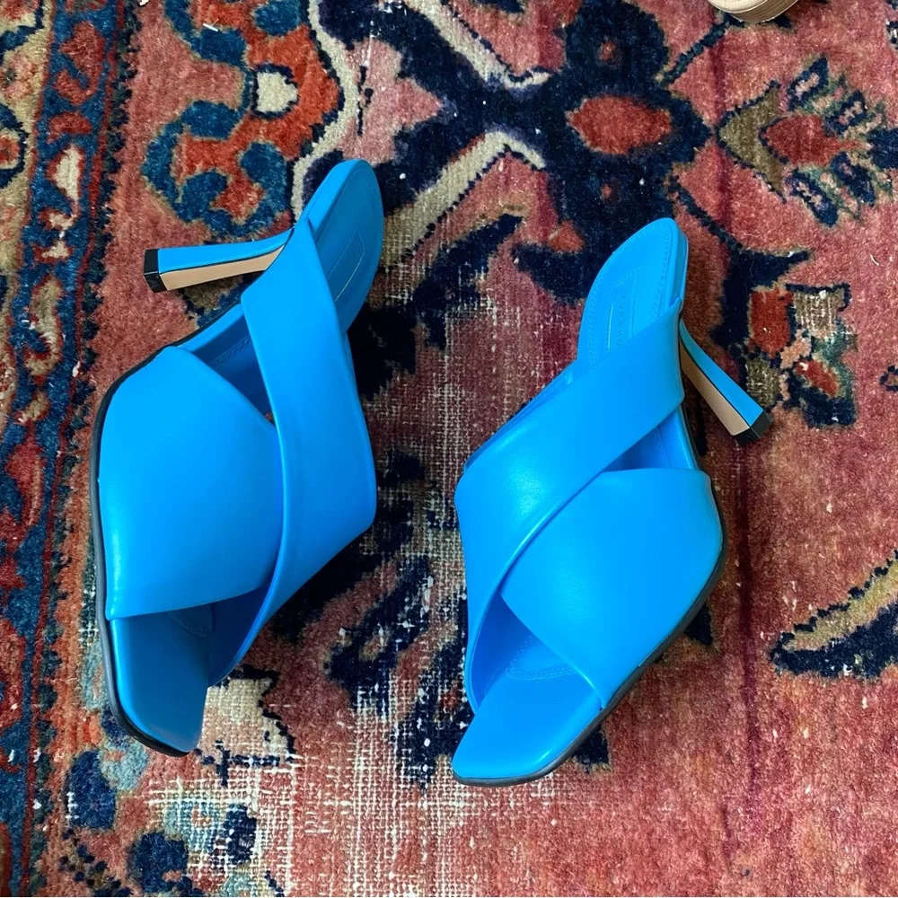 Topshop Skyla blue two strap slide sandal - Picture 6 of 11